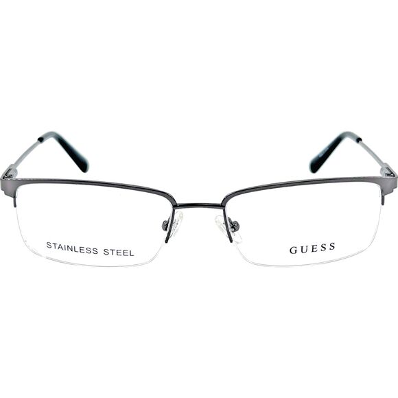 Guess GU50005 Mens Eyeglass Frame 008 Shiny Gunmetal 54-18 Semi Rimless - Picture 1 of 5